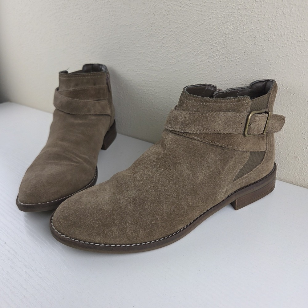 Clarks Womens Camzin Hale Brown Suede Block Heel Zip Ankle Bootie Wmns Size 10 M